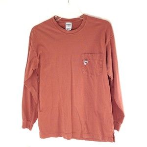 PINK Victoria's Secret Women Top Pocket Shirt Long Sleeve Logo Size XS